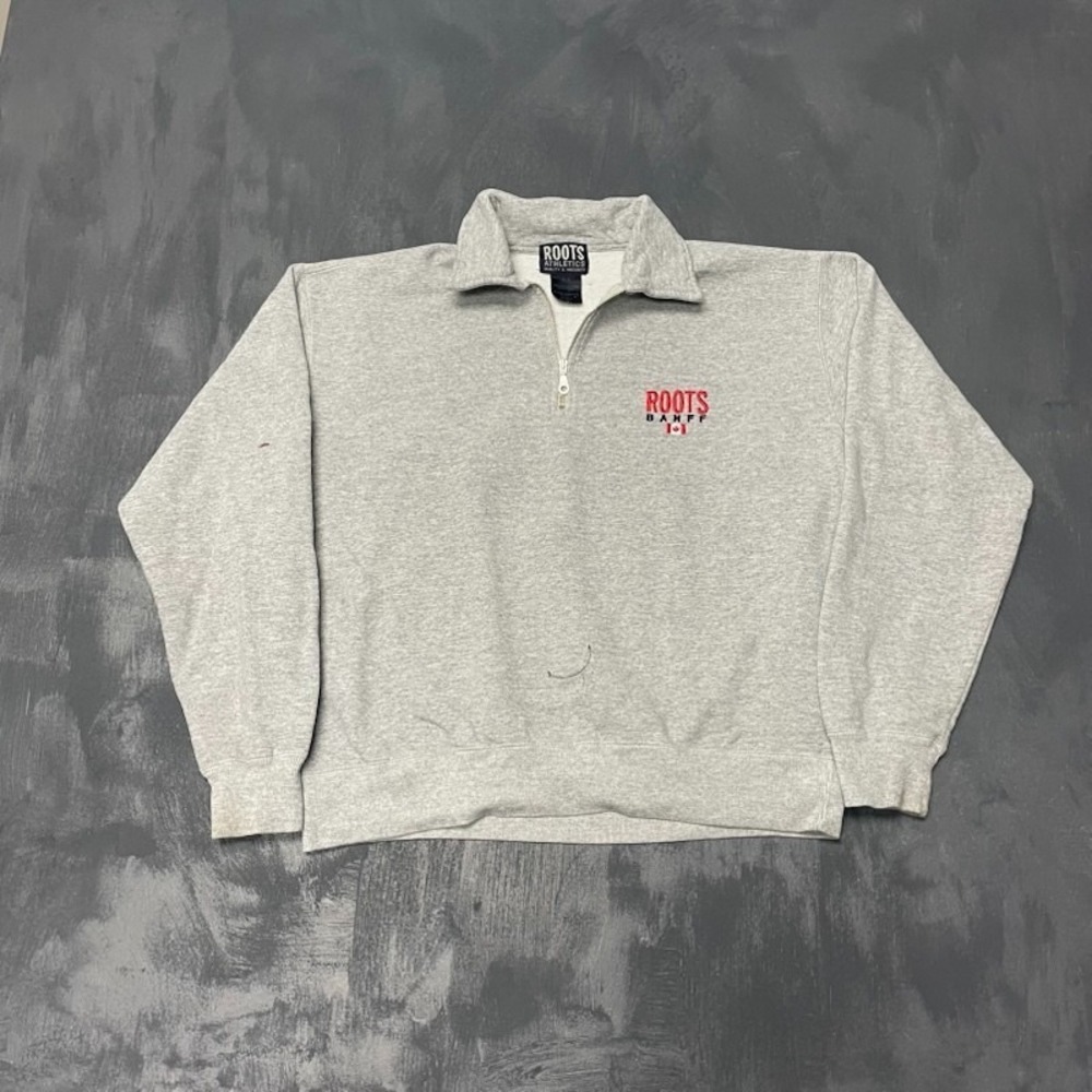 Vintage Banff 1/4 Zip Sweatshirt Men Small‎ Grey 1990s Roots